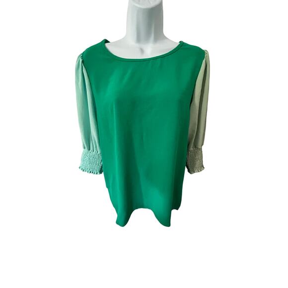 BiBi NWOT Colorblock Green Top – Size L - Picture 6 of 6